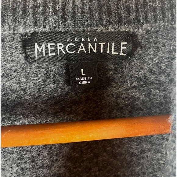 J Crew Mercantile Cardigan Sweater Men's Large Grey 100% Lambs Wool Button Up - Picture 4 of 5